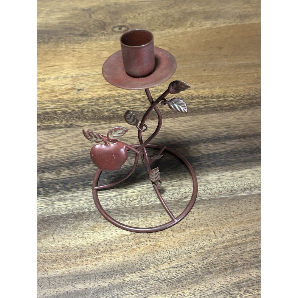 Red Apple Metal Candle Stick Holder Home Decor
